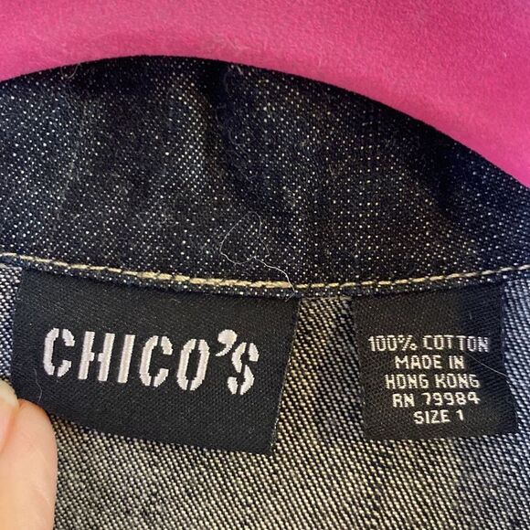 Chico’s Denim Blazer Jacket NWOT Size 1 - Picture 3 of 7